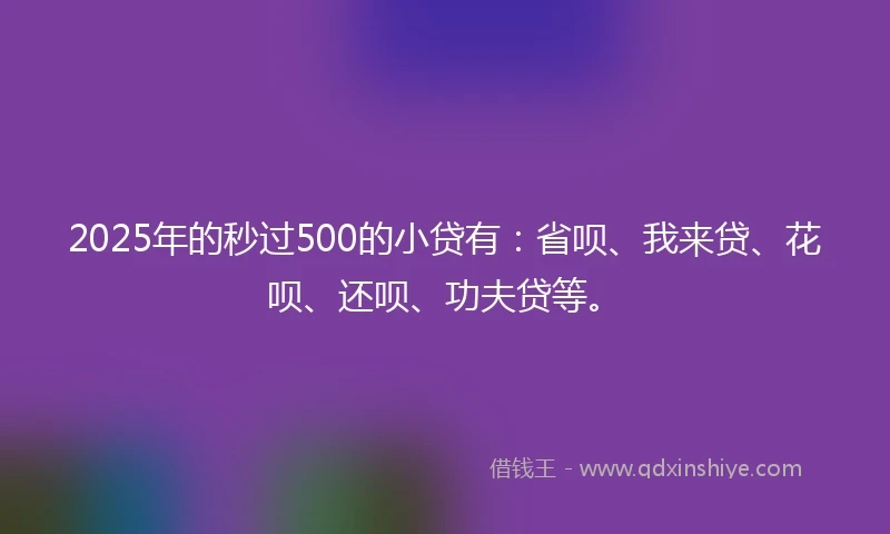 2025年的秒过500的小贷有：省呗、我来贷、花呗、还呗、功夫贷等。