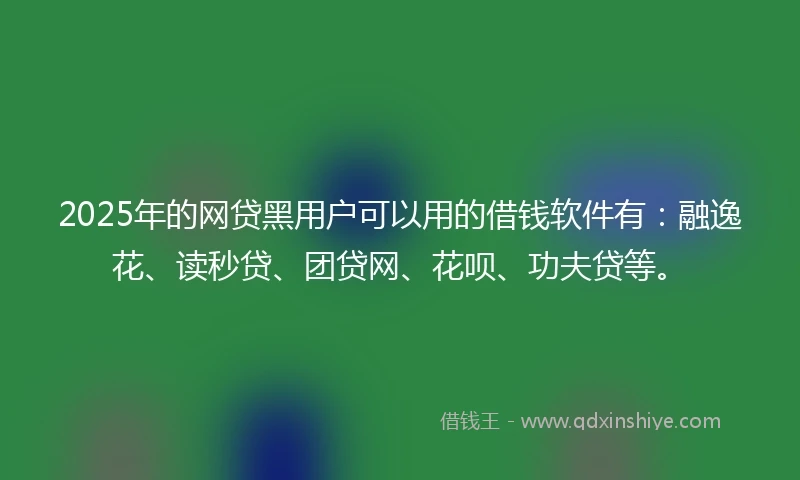 2025年的网贷黑用户可以用的借钱软件有：融逸花、读秒贷、团贷网、花呗、功夫贷等。