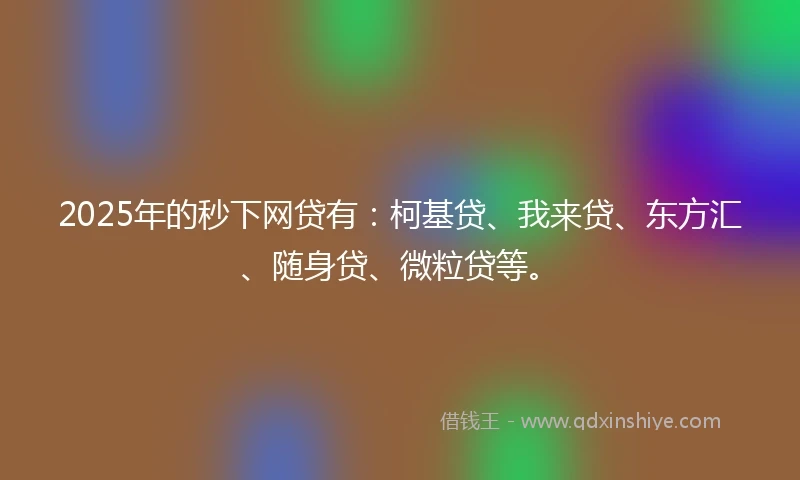 2025年的秒下网贷有：柯基贷、我来贷、东方汇、随身贷、微粒贷等。
