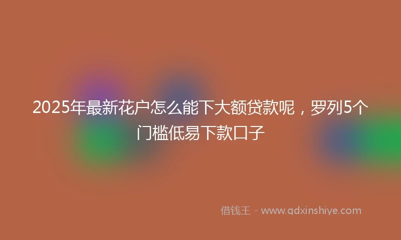 2025年最新花户怎么能下大额贷款呢，罗列5个门槛低易下款口子