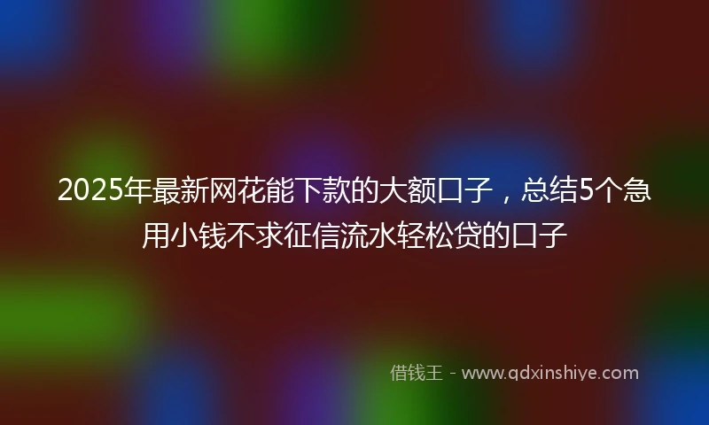 2025年最新网花能下款的大额口子，总结5个急用小钱不求征信流水轻松贷的口子