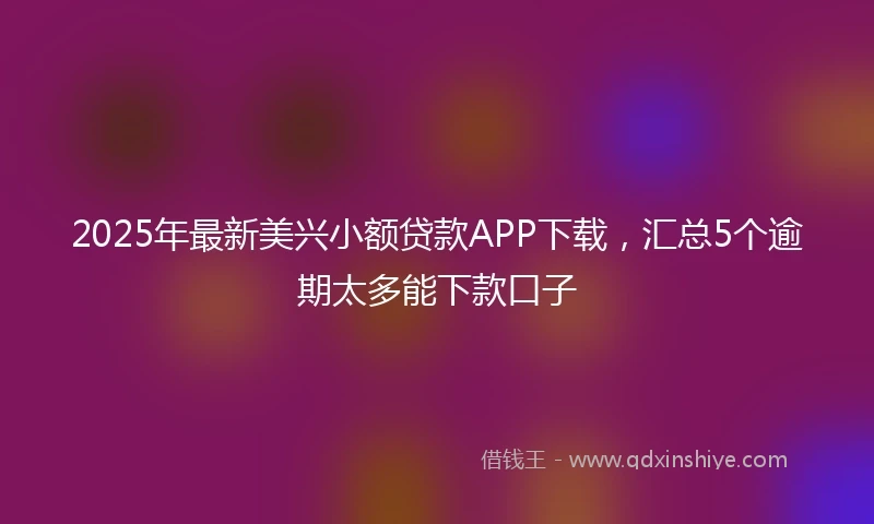 2025年最新美兴小额贷款APP下载，汇总5个逾期太多能下款口子