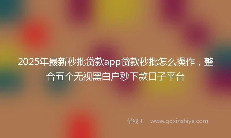 2025年最新秒批贷款app贷款秒批怎么操作，整合五个无视黑白户秒下款口子平台