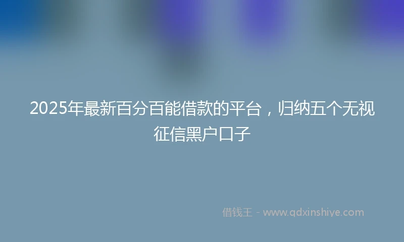 2025年最新百分百能借款的平台，归纳五个无视征信黑户口子
