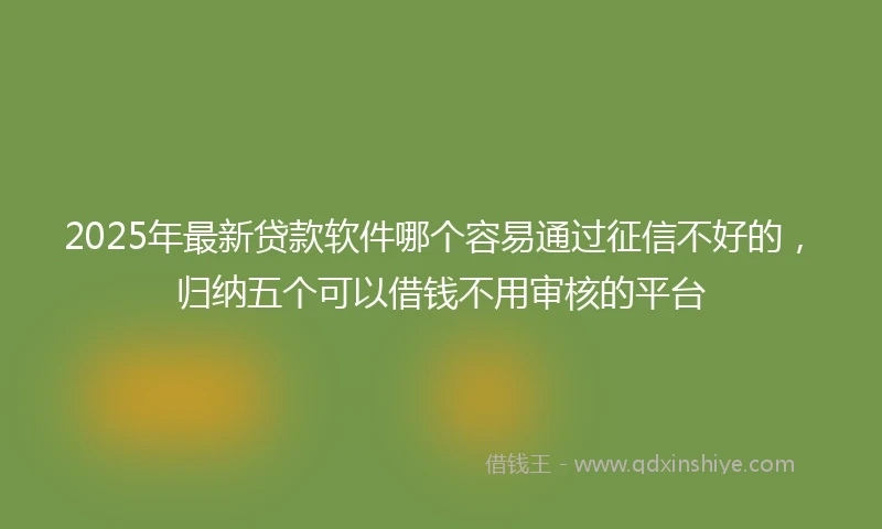 2025年最新贷款软件哪个容易通过征信不好的，归纳五个可以借钱不用审核的平台