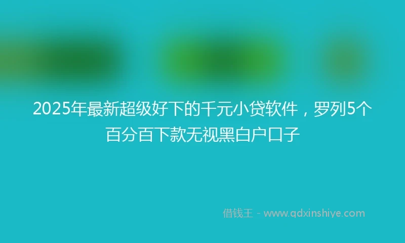 2025年最新超级好下的千元小贷软件，罗列5个百分百下款无视黑白户口子