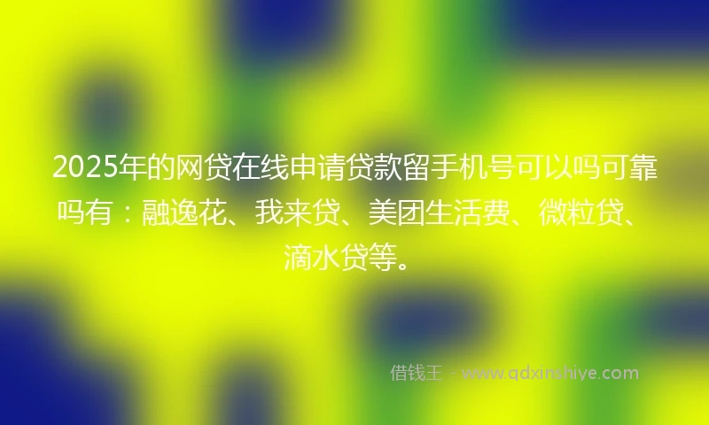 2025年的网贷在线申请贷款留手机号可以吗可靠吗有：融逸花、我来贷、美团生活费、微粒贷、滴水贷等。