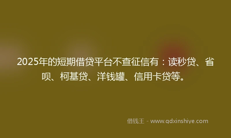 2025年的短期借贷平台不查征信有：读秒贷、省呗、柯基贷、洋钱罐、信用卡贷等。