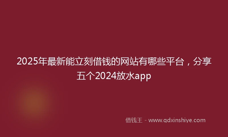 2025年最新能立刻借钱的网站有哪些平台，分享五个2024放水app