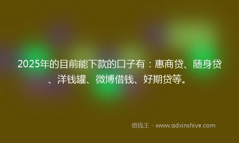 2025年的目前能下款的口子有：惠商贷、随身贷、洋钱罐、微博借钱、好期贷等。
