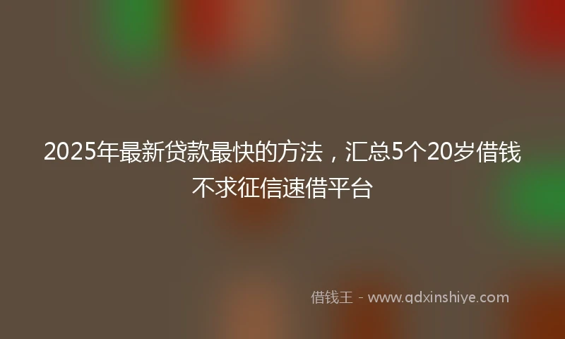 2025年最新贷款最快的方法,汇总5个20岁借钱不求征信速借平台