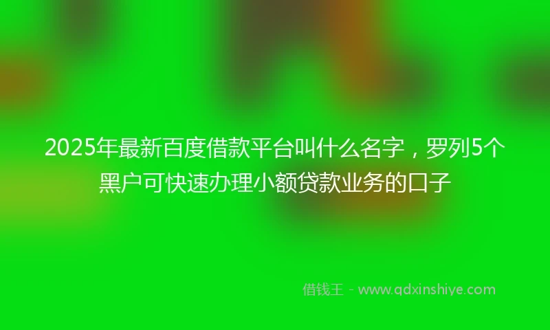 2025年最新百度借款平台叫什么名字，罗列5个黑户可快速办理小额贷款业务的口子