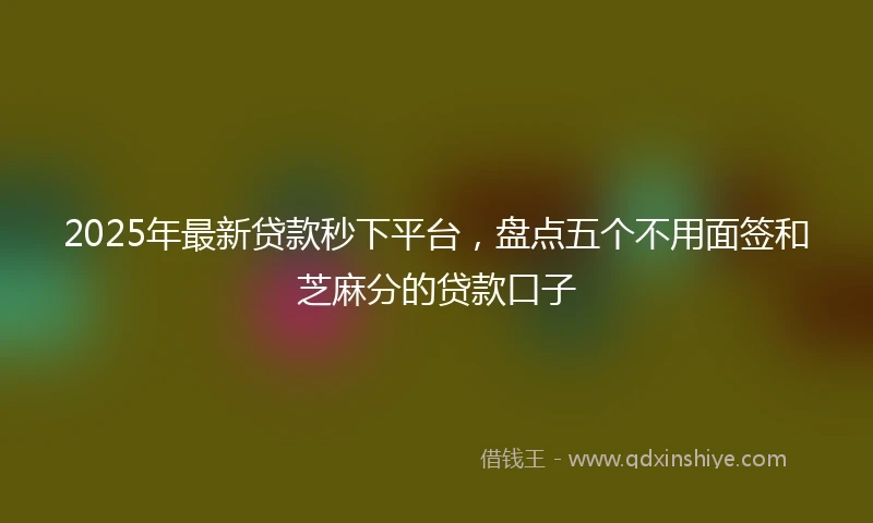 2025年最新贷款秒下平台，盘点五个不用面签和芝麻分的贷款口子