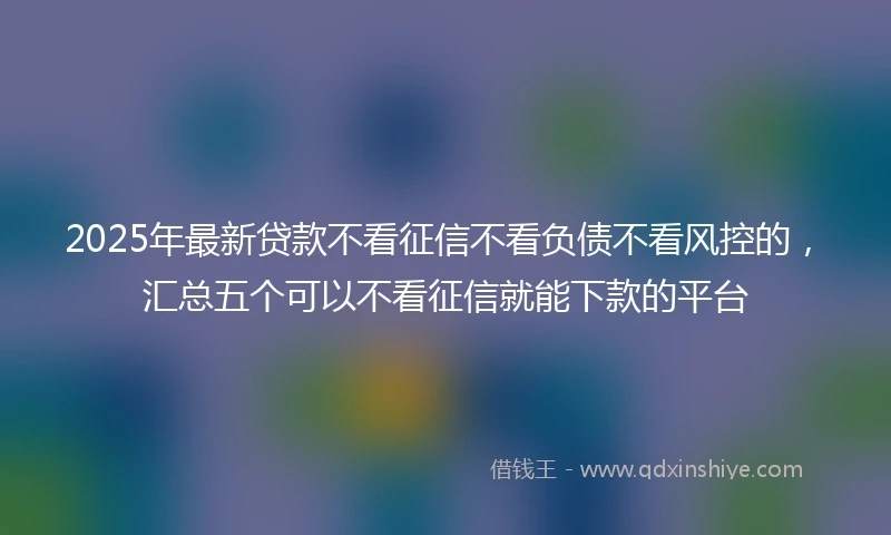 2025年最新贷款不看征信不看负债不看风控的，汇总五个可以不看征信就能下款的平台