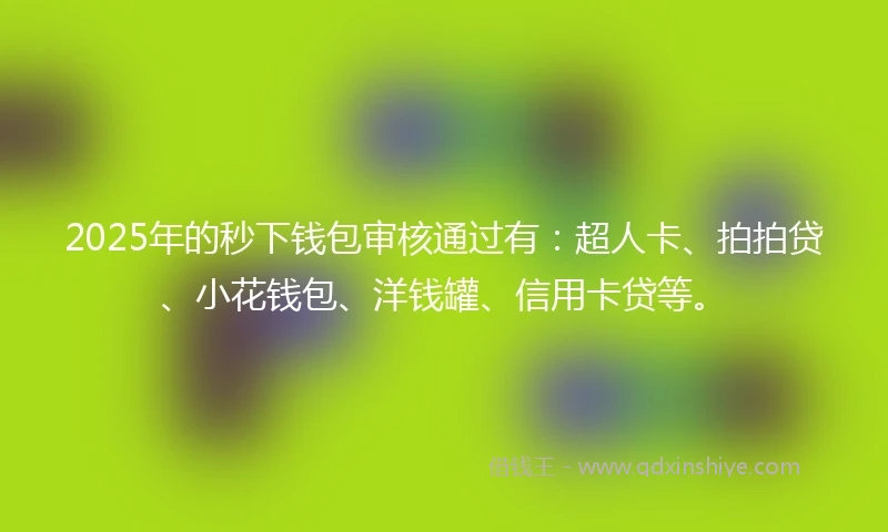 2025年的秒下钱包审核通过有：超人卡、拍拍贷、小花钱包、洋钱罐、信用卡贷等。