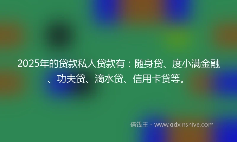 2025年的贷款私人贷款有：随身贷、度小满金融、功夫贷、滴水贷、信用卡贷等。
