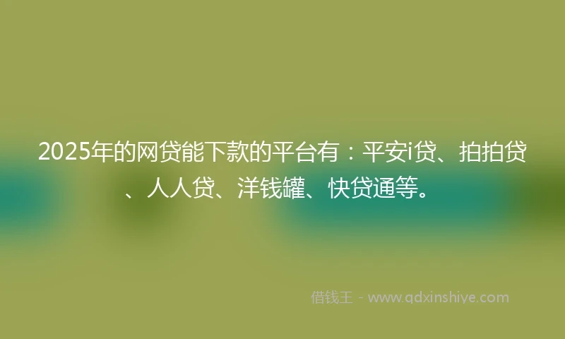 2025年的网贷能下款的平台有：平安i贷、拍拍贷、人人贷、洋钱罐、快贷通等。
