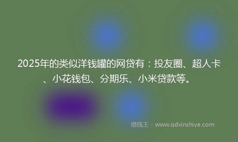 2025年的类似洋钱罐的网贷有：投友圈、超人卡、小花钱包、分期乐、小米贷款等。