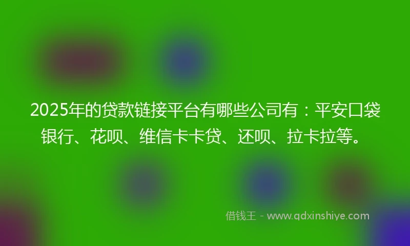 2025年的贷款链接平台有哪些公司有：平安口袋银行、花呗、维信卡卡贷、还呗、拉卡拉等。
