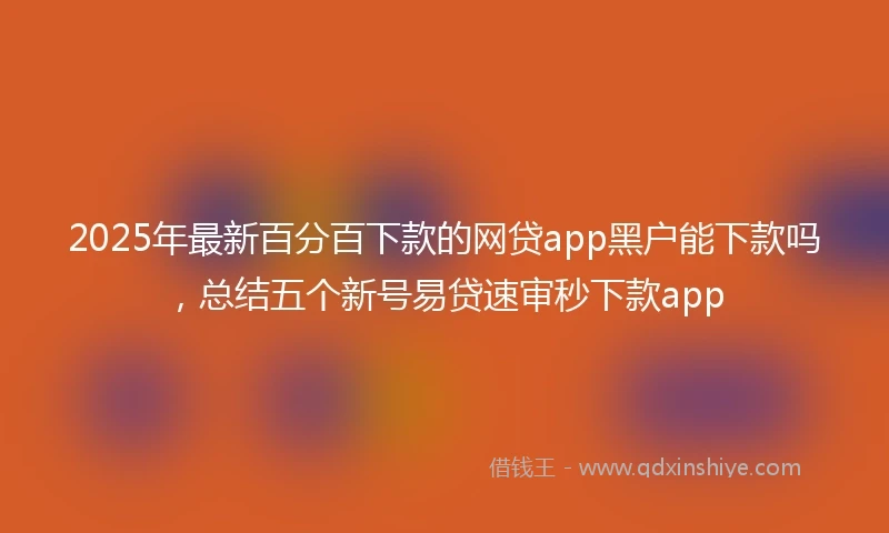 2025年最新百分百下款的网贷app黑户能下款吗，总结五个新号易贷速审秒下款app