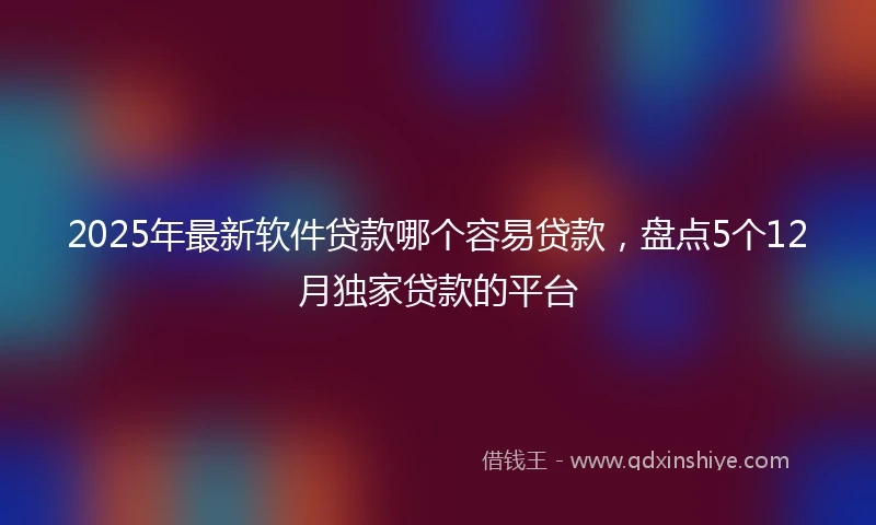 2025年最新软件贷款哪个容易贷款，盘点5个12月独家贷款的平台