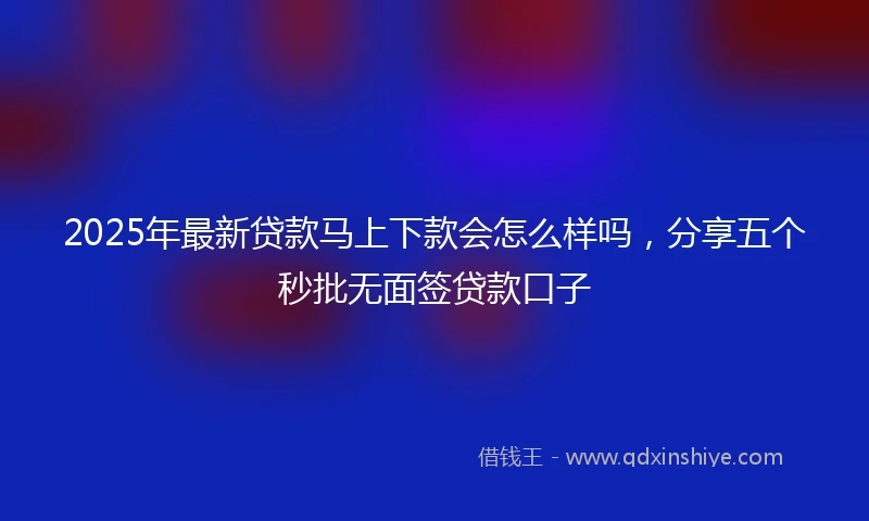 2025年最新贷款马上下款会怎么样吗，分享五个秒批无面签贷款口子