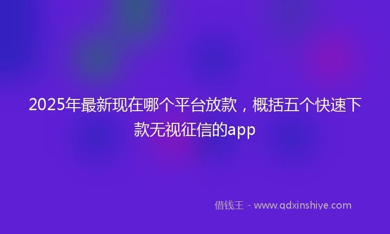 2025年最新现在哪个平台放款，概括五个快速下款无视征信的app