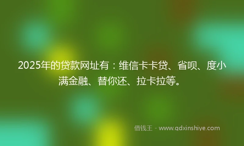 2025年的贷款网址有:维信卡卡贷、省呗、度小满金融、替你还、拉卡拉等。