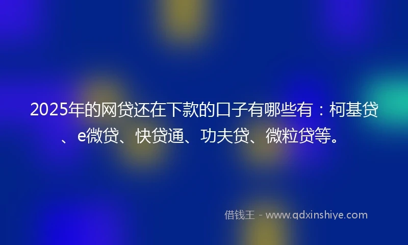 2025年的网贷还在下款的口子有哪些有：柯基贷、e微贷、快贷通、功夫贷、微粒贷等。