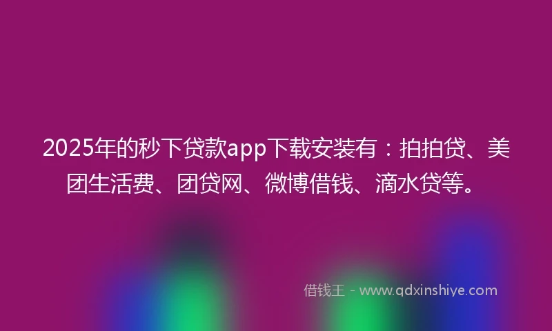 2025年的秒下贷款app下载安装有：拍拍贷、美团生活费、团贷网、微博借钱、滴水贷等。