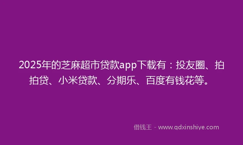 2025年的芝麻超市贷款app下载有：投友圈、拍拍贷、小米贷款、分期乐、百度有钱花等。