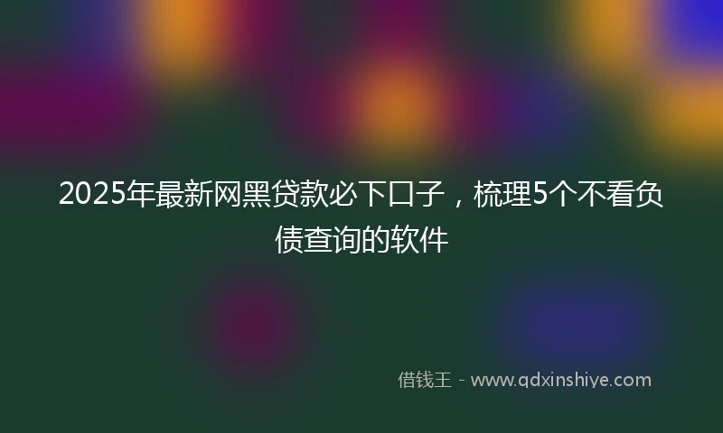 2025年最新网黑贷款必下口子，梳理5个不看负债查询的软件