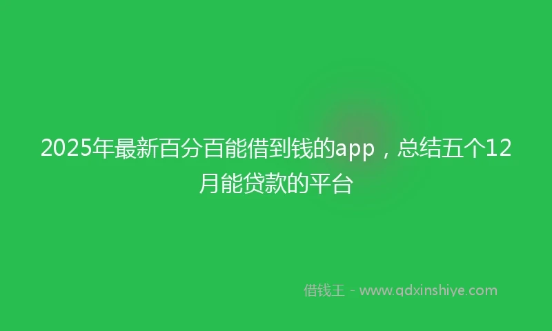 2025年最新百分百能借到钱的app，总结五个12月能贷款的平台