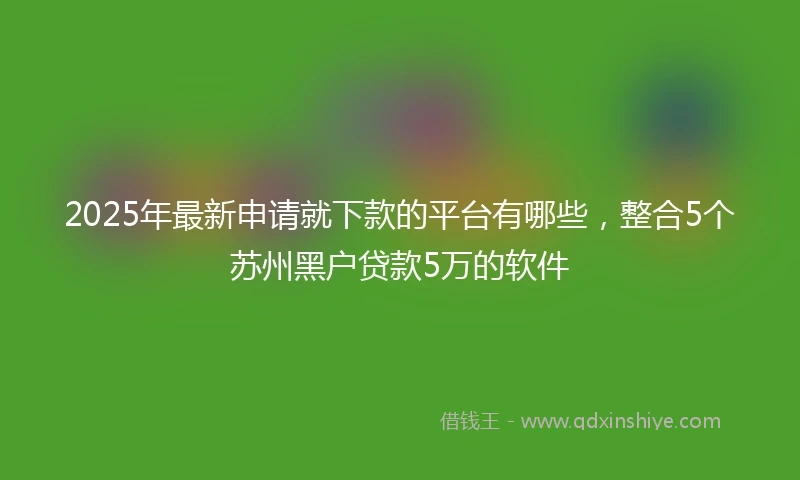 2025年最新申请就下款的平台有哪些，整合5个苏州黑户贷款5万的软件
