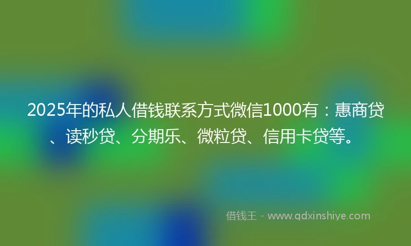 2025年的私人借钱联系方式微信1000有：惠商贷、读秒贷、分期乐、微粒贷、信用卡贷等。