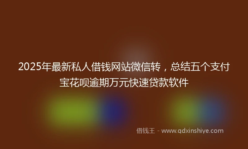 2025年最新私人借钱网站微信转，总结五个支付宝花呗逾期万元快速贷款软件