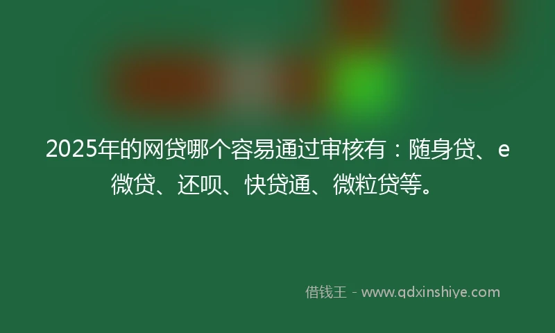 2025年的网贷哪个容易通过审核有：随身贷、e微贷、还呗、快贷通、微粒贷等。