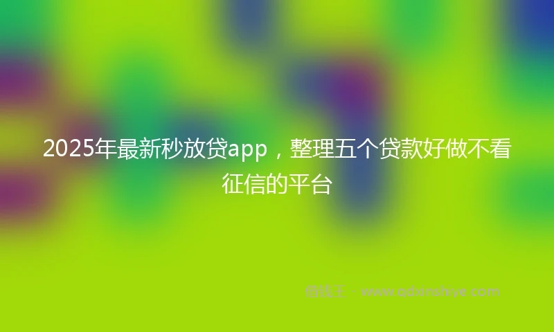 2025年最新秒放贷app，整理五个贷款好做不看征信的平台