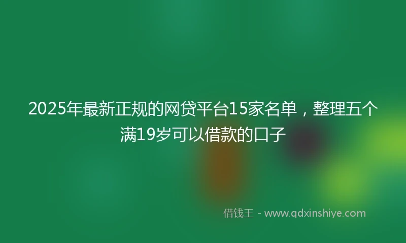 2025年最新正规的网贷平台15家名单，整理五个满19岁可以借款的口子