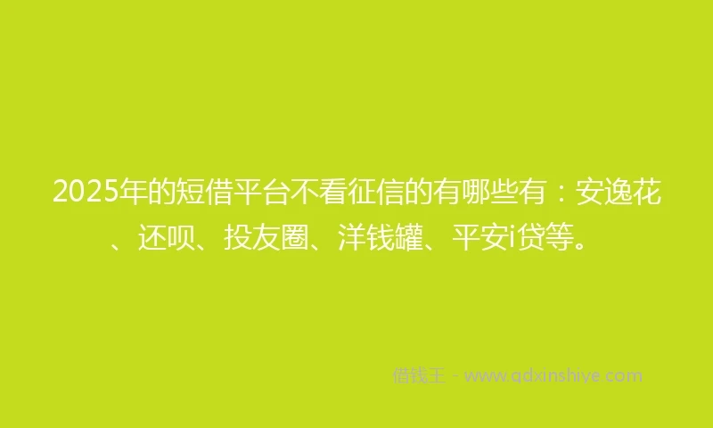 2025年的短借平台不看征信的有哪些有：安逸花、还呗、投友圈、洋钱罐、平安i贷等。