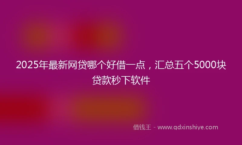 2025年最新网贷哪个好借一点，汇总五个5000块贷款秒下软件