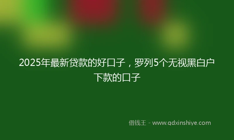 2025年最新贷款的好口子，罗列5个无视黑白户下款的口子