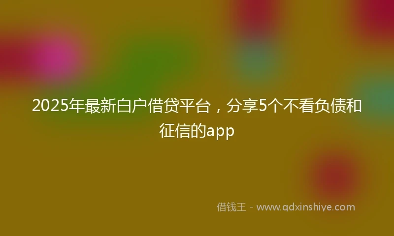 2025年最新白户借贷平台，分享5个不看负债和征信的app