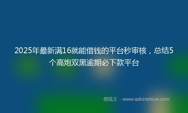 2025年最新满16就能借钱的平台秒审核，总结5个高炮双黑逾期必下款平台