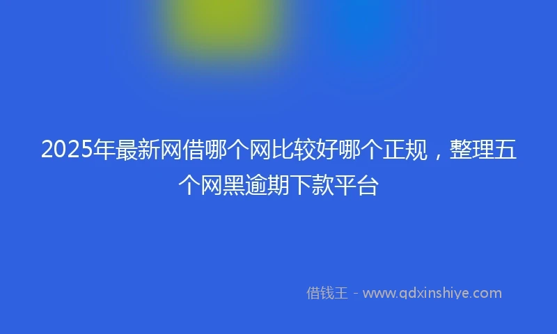 2025年最新网借哪个网比较好哪个正规，整理五个网黑逾期下款平台