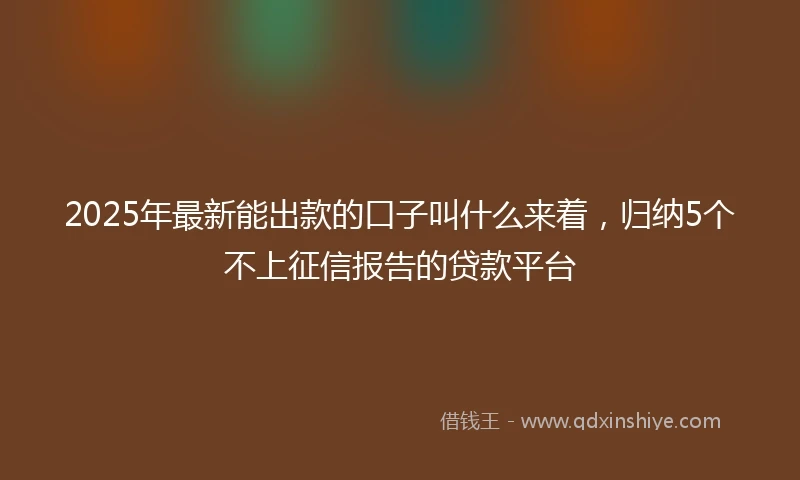 2025年最新能出款的口子叫什么来着，归纳5个不上征信报告的贷款平台