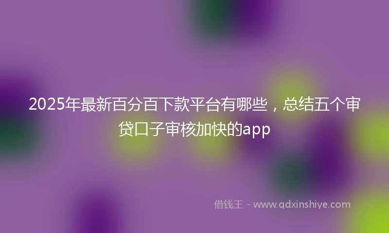 2025年最新百分百下款平台有哪些，总结五个审贷口子审核加快的app