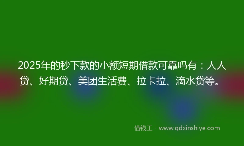 2025年的秒下款的小额短期借款可靠吗有：人人贷、好期贷、美团生活费、拉卡拉、滴水贷等。