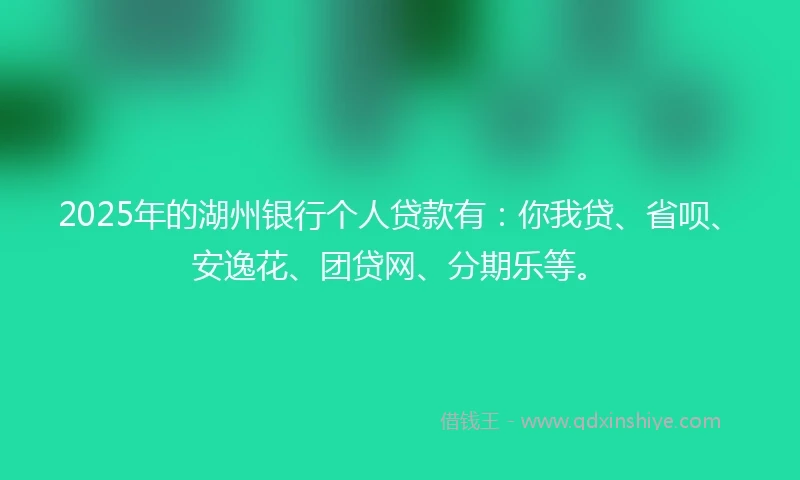 2025年的湖州银行个人贷款有：你我贷、省呗、安逸花、团贷网、分期乐等。