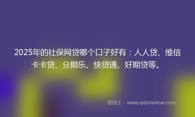 2025年的社保网贷哪个口子好有：人人贷、维信卡卡贷、分期乐、快贷通、好期贷等。